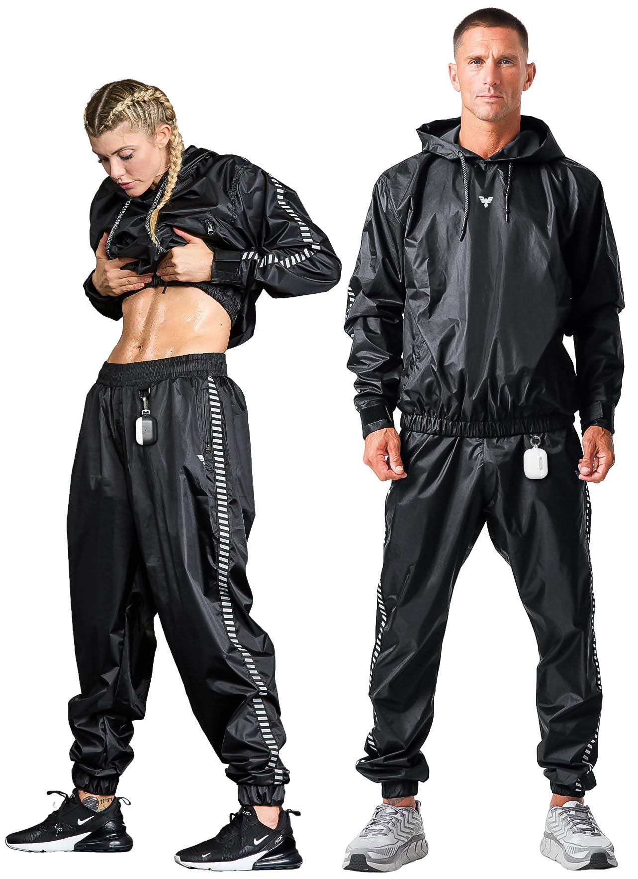Elite Sports Sauna Suit for Weight Loss Men & Women Boxing MMA Wrestlers Gym Sweat Hoodie Sauna Suits Wrap Full Body Workout (Black, X-Large)