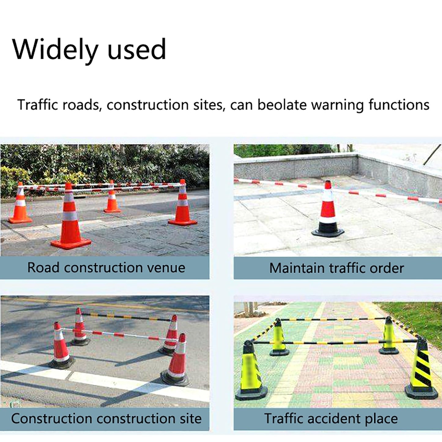 Lightweight Bars Barricade Road Cone Connecting, Retractable Traffic Cone Bar 3.3ft to 6.6ft Multicolor Pack of 10(Yellow/Black)