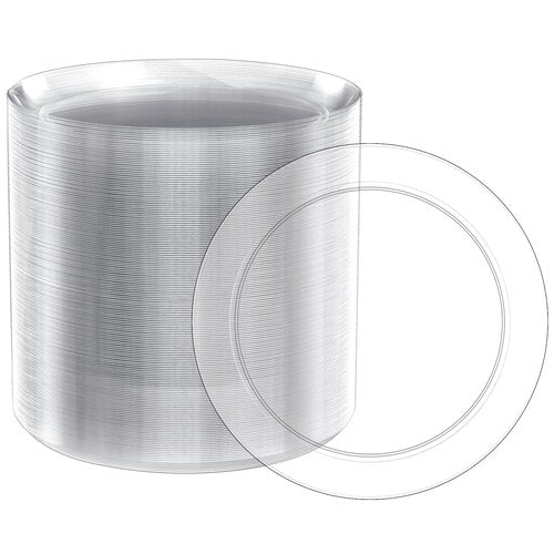 FOCUSLINE 100 Count Clear Plastic Plates 7 Inch, Disposable Salad Dessert Plates - Premium Clear Hard Plastic for Weddings, Parties and Events