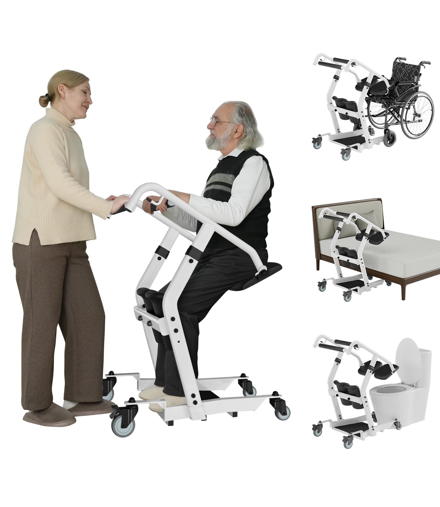 VOCIC Sit to Stand Lift, One-Step Stand Assist Lift for Elderly, Patient Lift Chair Transport Unit with Wheels, Fall Prevention & Muscle Building, AY03 2026 Upgraded