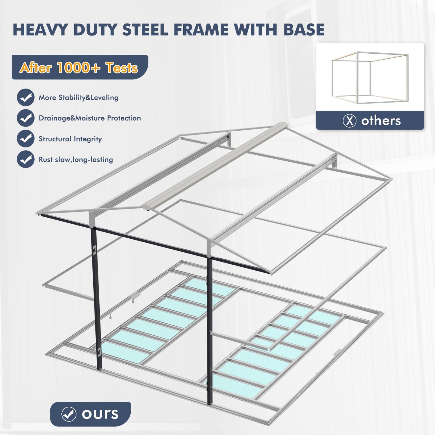 WELYAS 10x10 FT Metal Outdoor Storage Shed with Unique Floor Base Clear Roof Window Lockable Double Door Vent Heavy Duty Reinforced Frame Waterproof Sheds for Garden Large Lawnmower Tool,Dark Grey