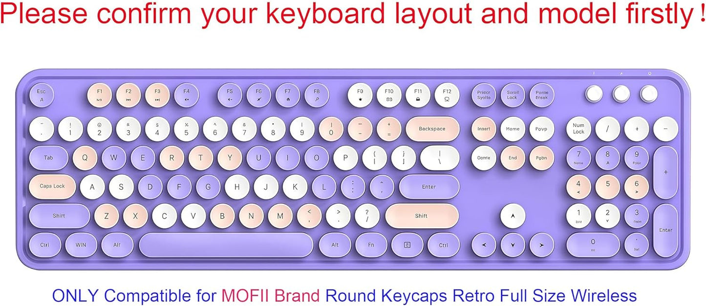 Yuomik Silicone Keyboard Cover Skin Protector Compatible for MOFII Round Keycaps Retro Full Size Wireless Keyboard