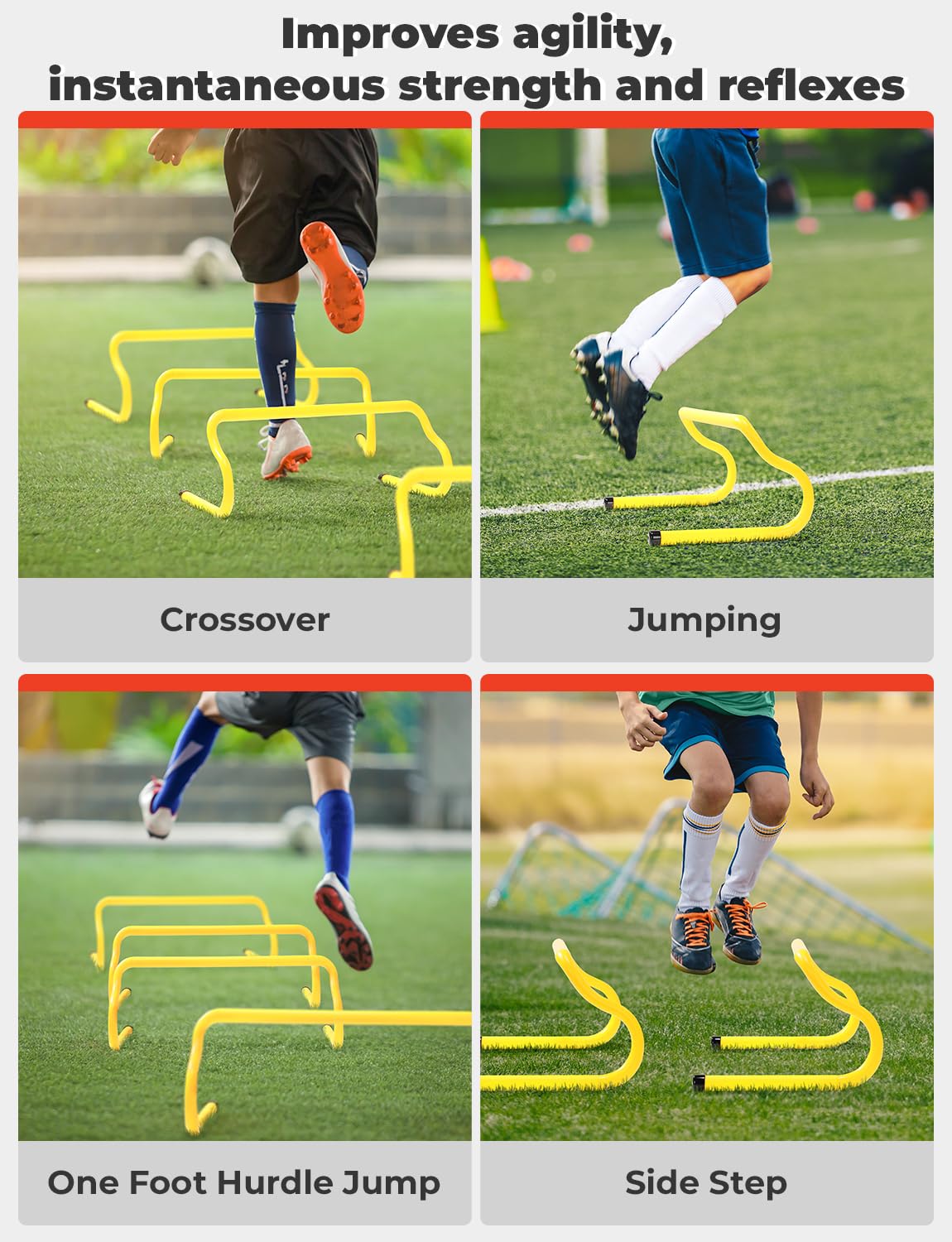 GHB Hex Agility Rings 1 Pack and 5 Pack 8" Agility Hurdles 1 Pack