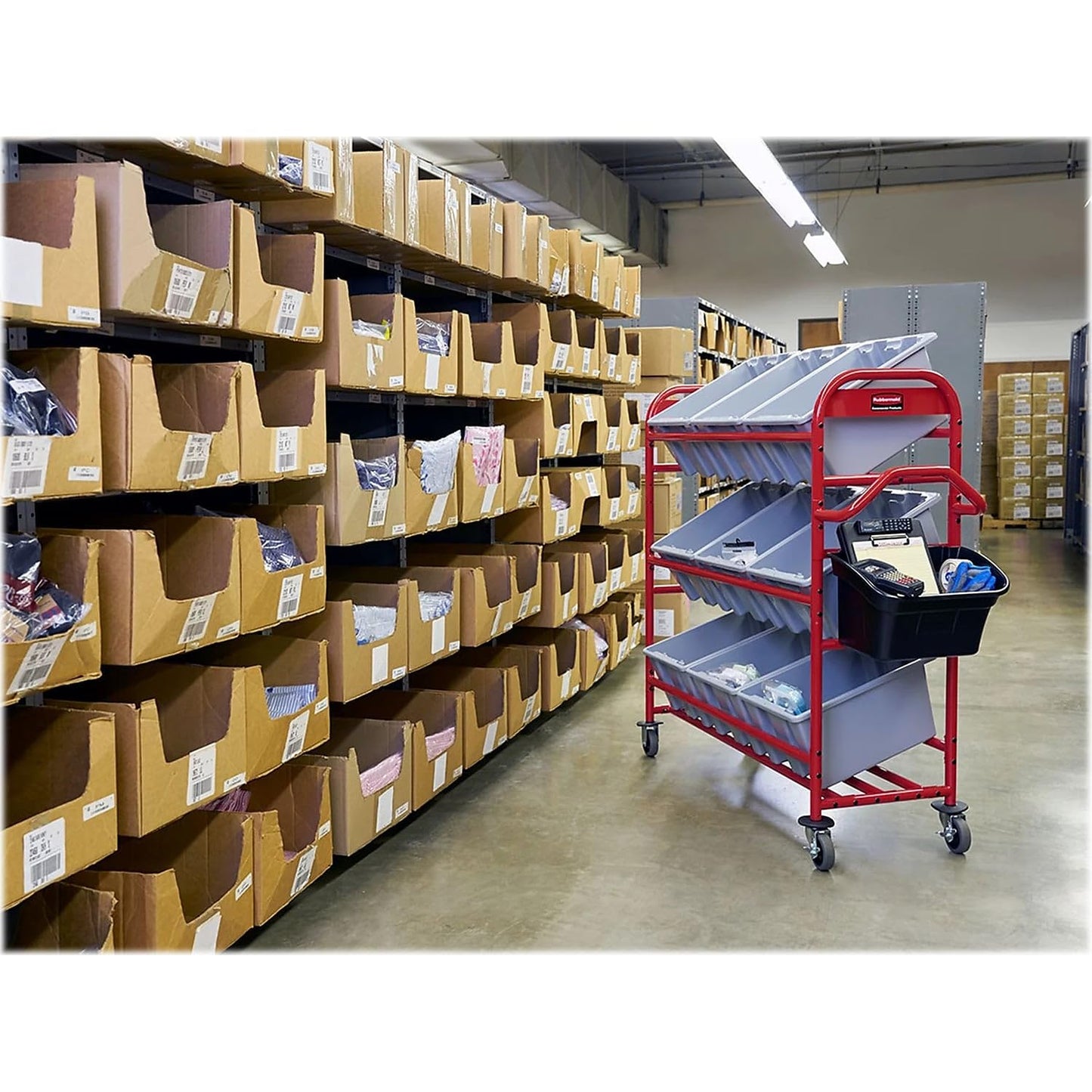 Rubbermaid Commercial Products Tote Picking Cart for Retail and Distribution Order Picking in Warehouses/Offices