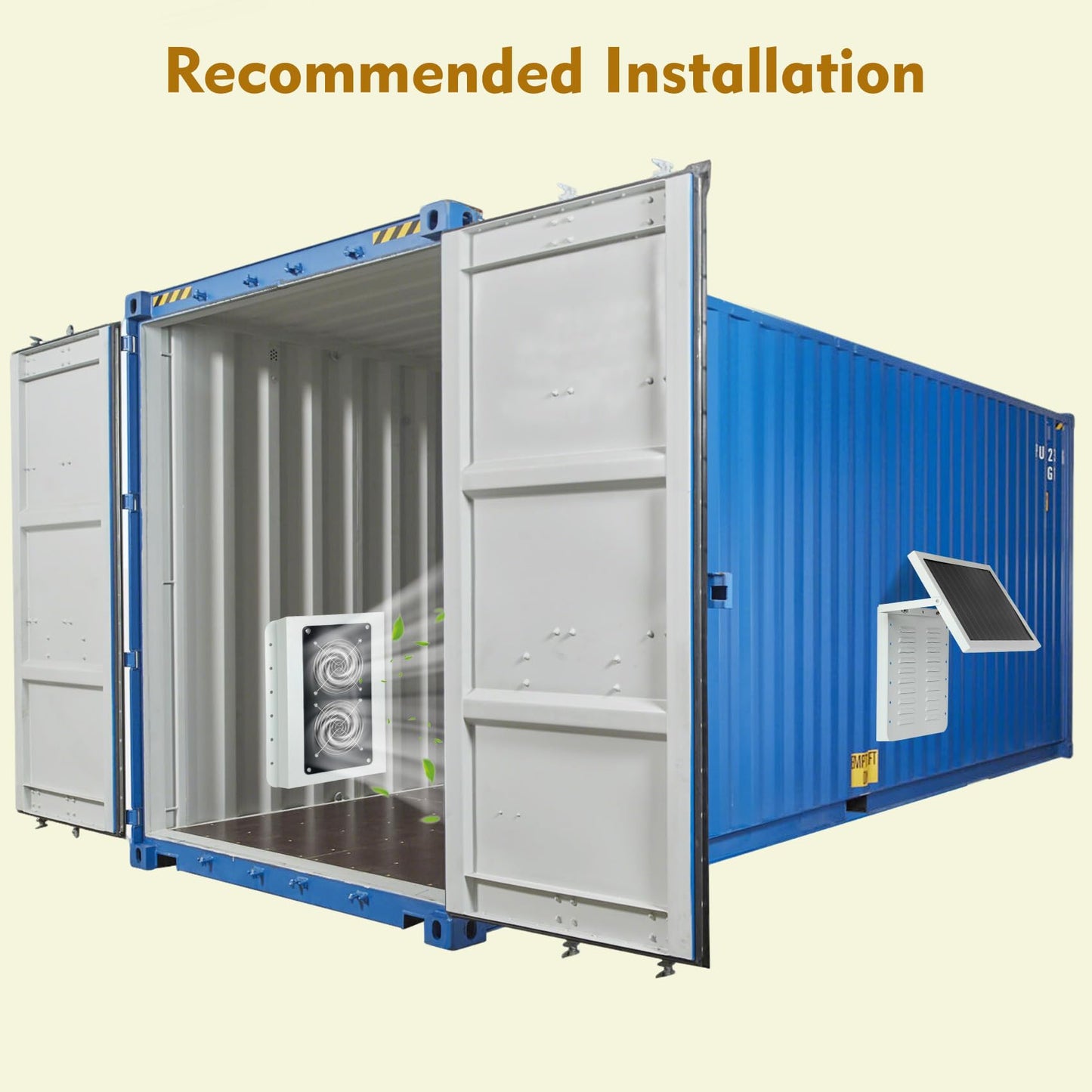 Solar Shipping Container Vent with 15W Adjustable Solar Panel, 2 Fans, Weatherproof Design, Easy Install, Efficient Ventilation, Prevent Condensation & Overheating in Cabins, Sea Cans, Offices, Homes