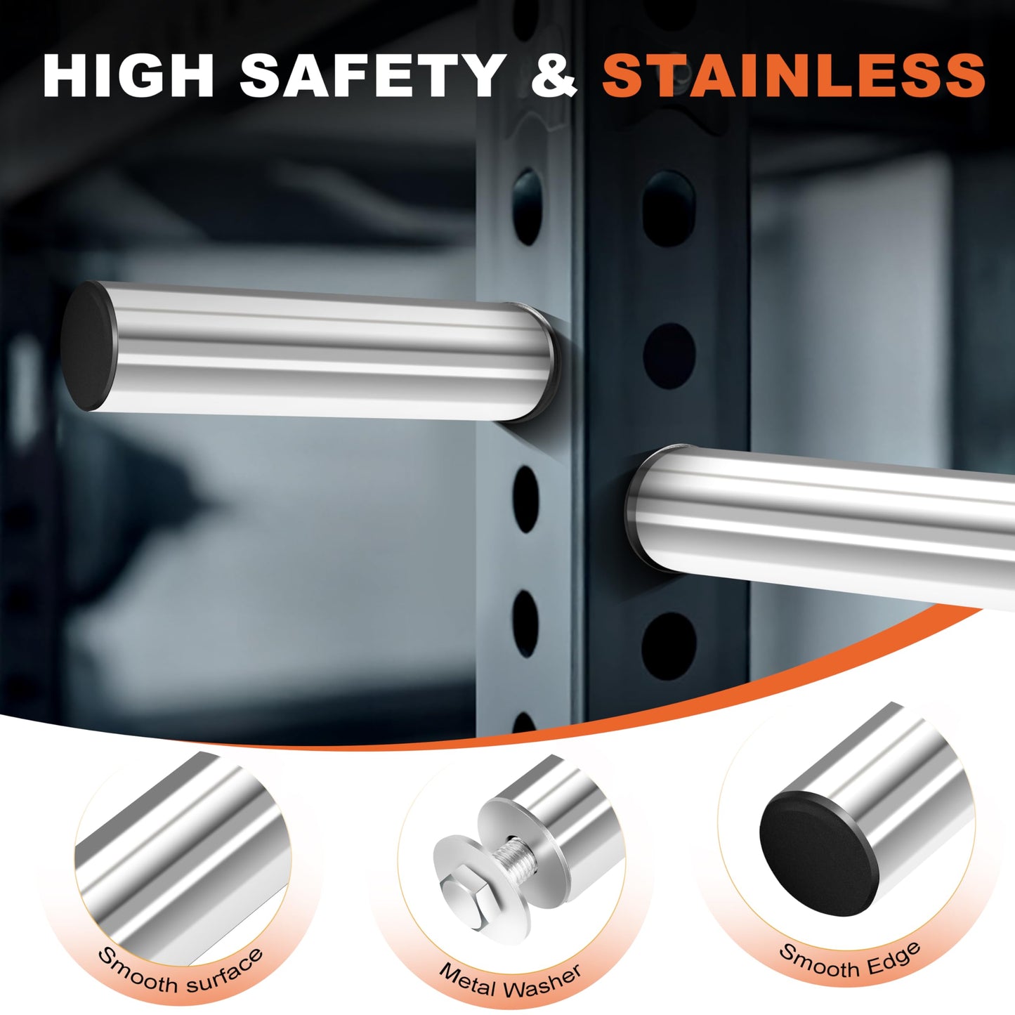 EVERYMATE Stainless Steel Weight Plate Holder - Power Rack & Squat Rack Attachments 2 Inch Olympic Plate Storage Rack for 2x2 3x3 2x3 Power Cage Accessories