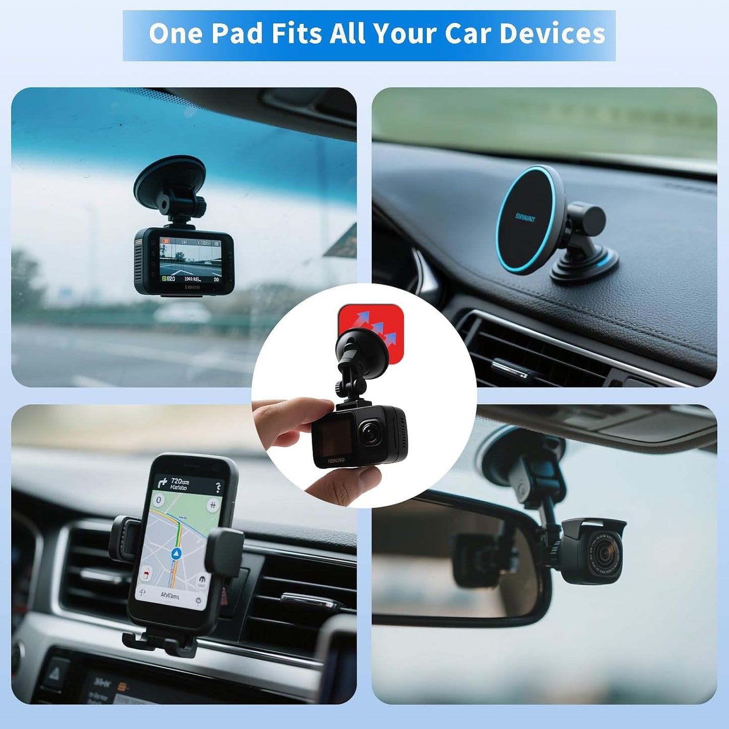 BNnYY 6PCS 2.83 Inch Double Sided Adhesive Pads for Dash Cam, Heavy Duty Sticky Pads, Heat Resistant & No Residue