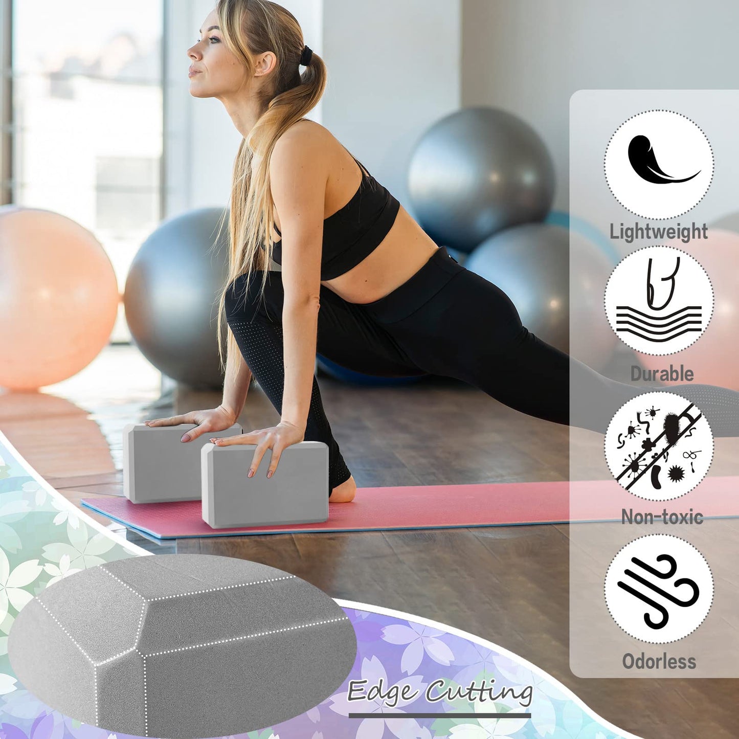 Outus 20 Pcs Yoga Blocks Bulk 9 x 6 x 3 Inch High Density Bricks to Improve Strength Flexibility Balance Soft Non Slip Gymnastic Blocks for Yoga Sports(Gray)