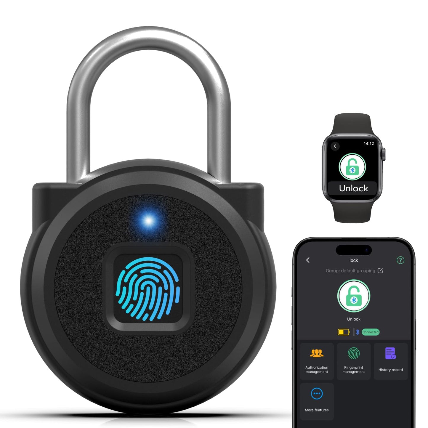 Keylesslife Fingerprint Padlock,Fingerprint Locker Lock,Biometric Smart Padlock Outdoor Waterproof Pad Lock for Locker Gym Fence Gate Toolbox Case Storage