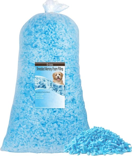 DR.DUDU Shredded Memory Foam Filling - Soft Pillow Stuffing for Bean Bags & Cushions | 5lbs, Blue