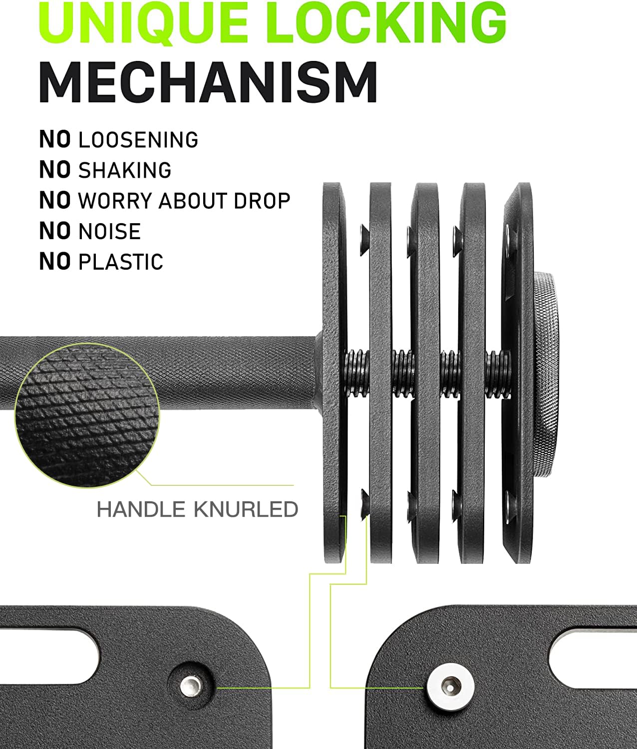 Eisenlink Adjustable Dumbbells, 80lbs Pair, 5pound Increments, Quick-Lock Square Weight set for Home Gym Fitness (80lbx2)