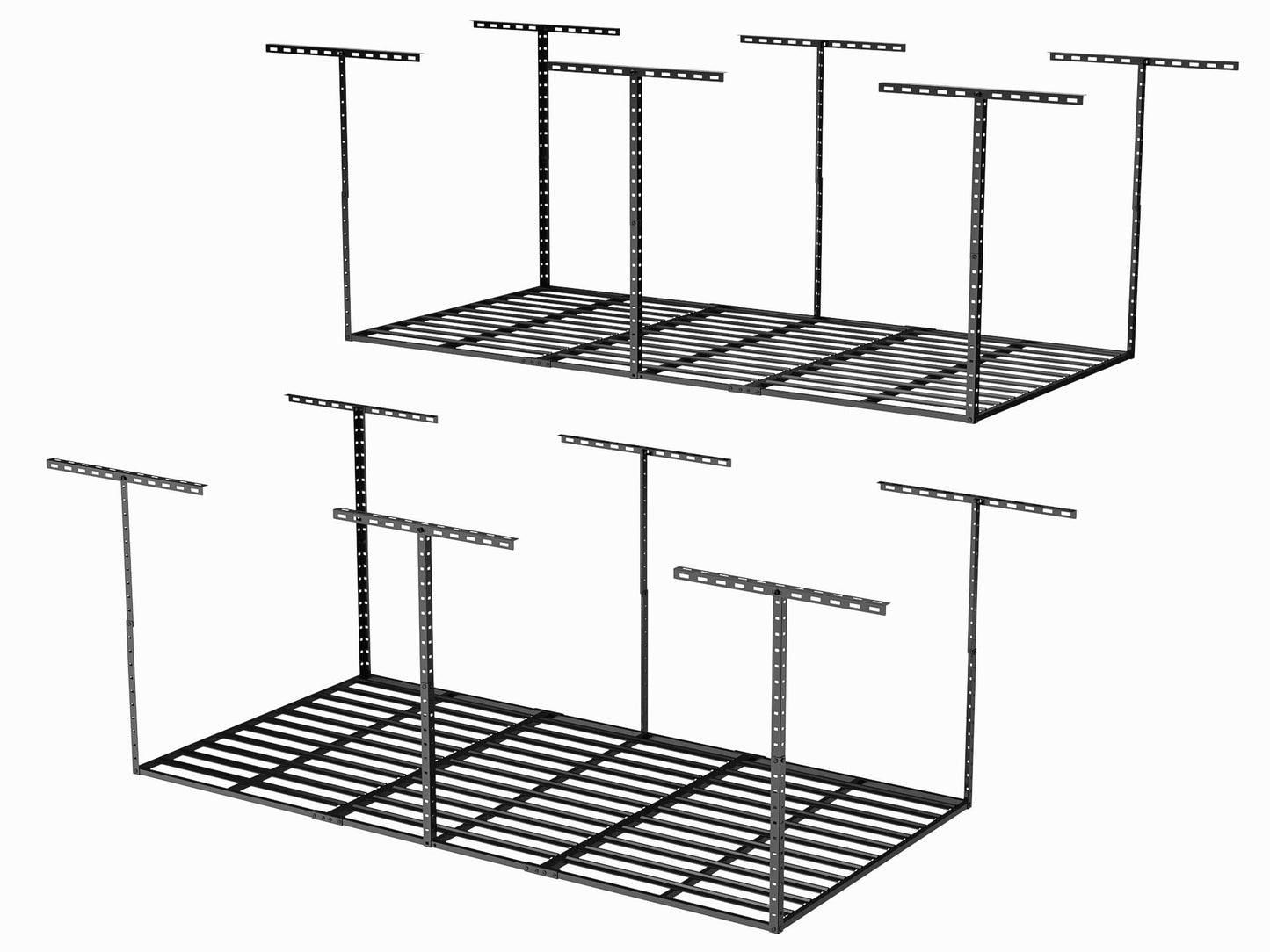 SunsGrove 4x8 Garage Storage Overhead Rack Organization, Adjustable Ceiling Mounted Storage Racks, 800LBS Weight Capacity, 22"-40" Ceiling Dropdown, 2 Pcs, Hammertone Black