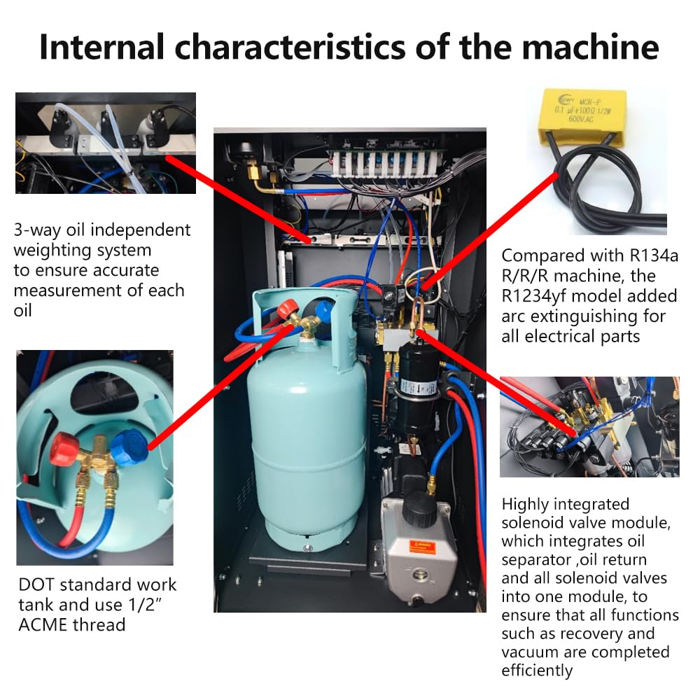 AC2100 Automatic Refrigerant Recovery & Recharge Machine, Compatible with R134a or R1234yf Dual Refrigerants for Automotive AC Systems