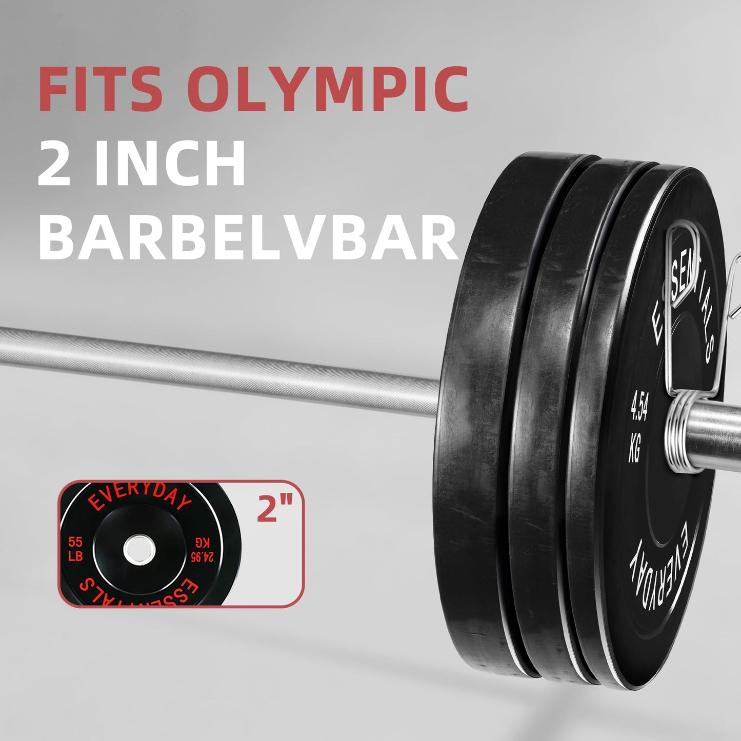 Fitvids Olympic Bumper Plates Set – 2" Weight Plates for Strength Training & Weightlifting – Set: 390 lbs – Black
