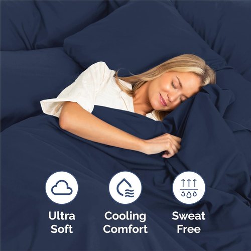 King Size 4-Piece Sheet Set | Skiennix Comfy, Breathable & Cooling Bed Sheets - Ultra-Soft, Deep Pockets, Navy Blue