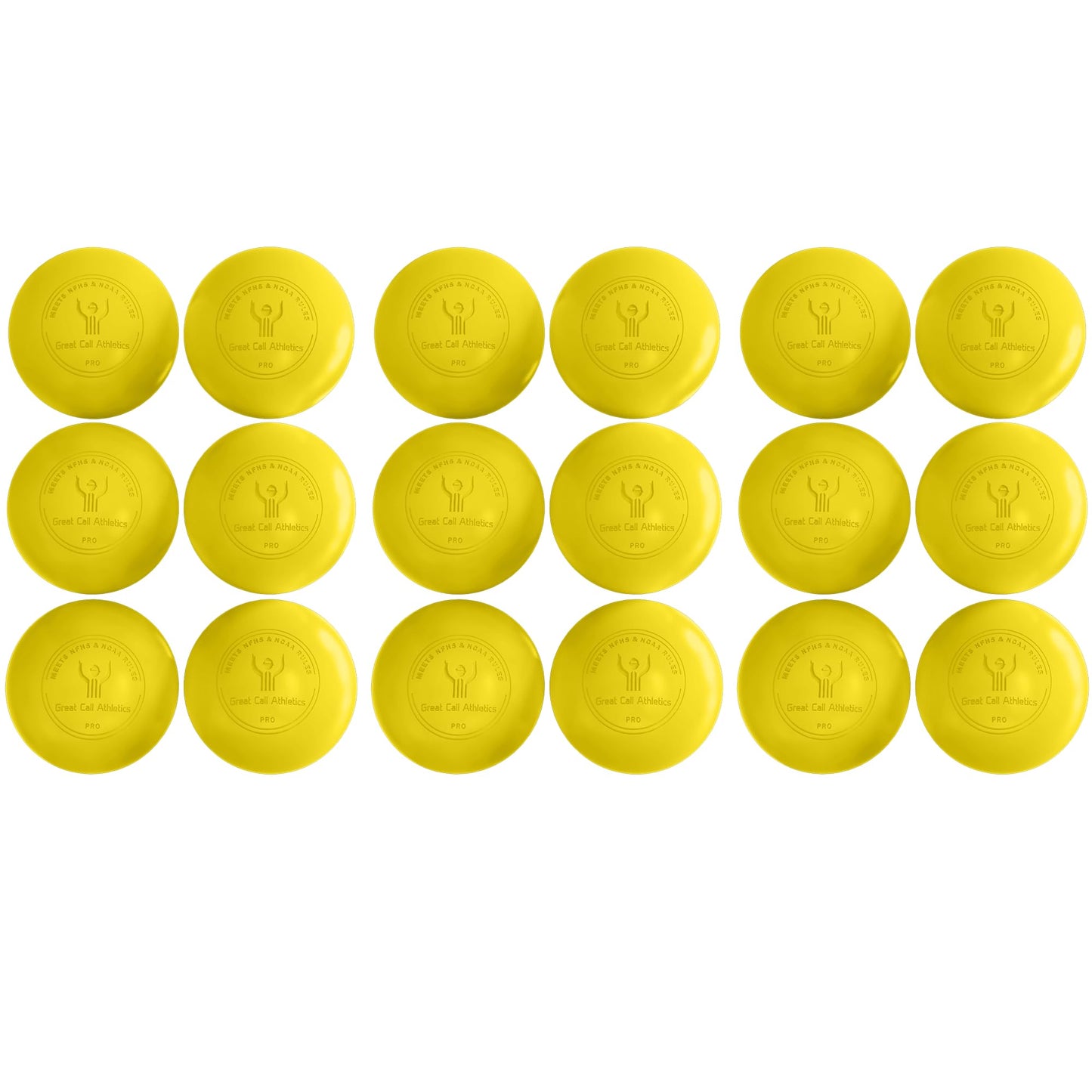 GCA Pro Lacrosse Official Game Ball NFHS College Approved Velocity 6 Pack LAX Field Tournament Rubber Practice (Yellow, 6 Balls)