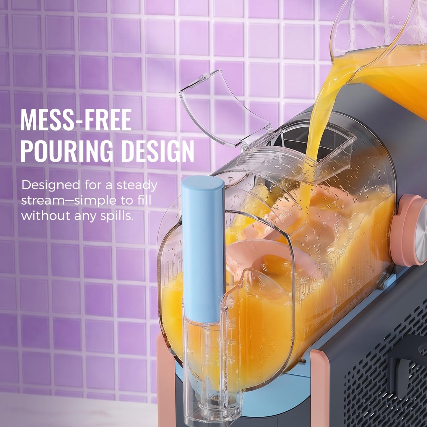 Slushie Machine for Home, 66oz Smart Frozen Drink Maker, 5 Programs & Clean Mode, No-Ice-Needed Slushy Maker for Margaritas, Smoothies, Milkshakes, Cocktails, and Soft Serve Ice Cream (Peach)