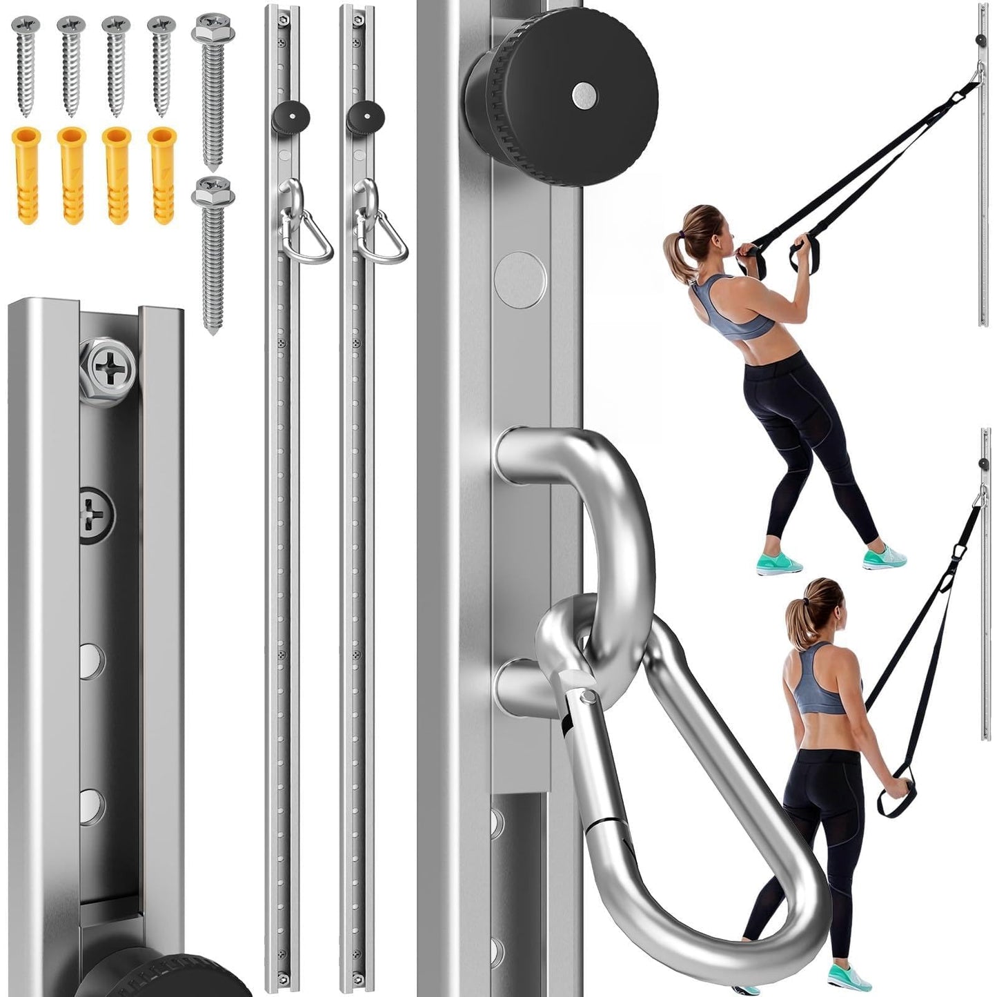 Adjustable Resistance Band Wall Mount System（2PCS,Resistance Band Wall Anchor for Home Gym, Ideal for Strength Training, Physical Therapy & Rehab Training