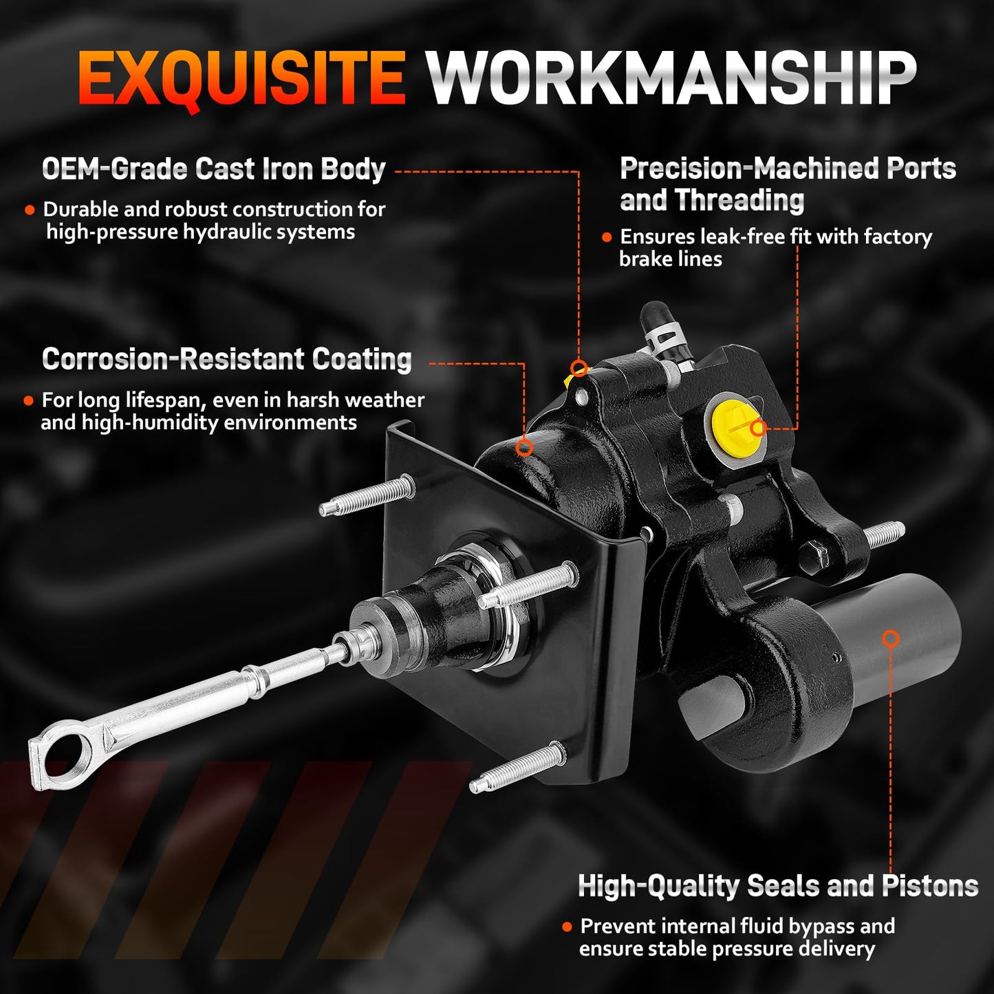 52-7374 Hydraulic Power Brake Booster Compatible with Ford Excursion 2000-2005, F250 F350 F450 F550 Super Duty 1999-2004, 5.4L 6.0L 6.8L 7.3L, Replace # 1C3Z2005AA, 2C3Z2005BB, 5C7Z2005B