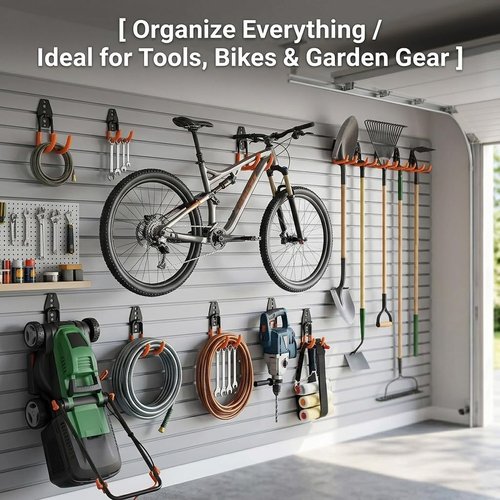 Heavy Duty Garage Hooks - 16 Pack Industrial Wall Mount Storage for Bikes, Ladders & Tools | 100 LBS Capacity, Orange