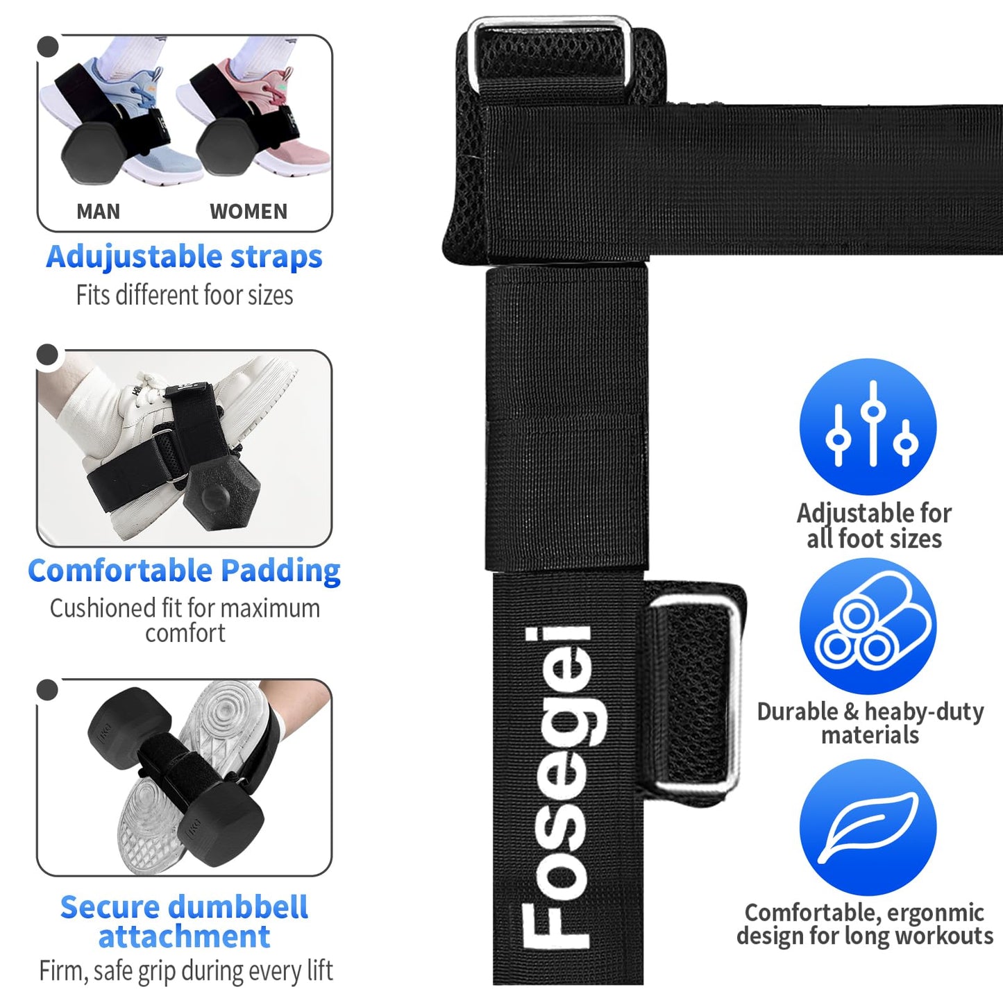 Dumbbell Foot Attachment, Tibialis Trainer, Adjustable Ankle Weights, Leg Workouts at Home for Hip Flexors, Ankle Straps for Weight Lifting, Shin Splint, Hamstring Curls, Leg extensions