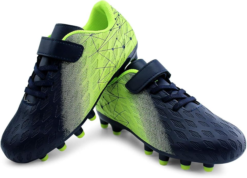 brooman Kids Firm Ground Soccer Cleats Boys Girls Athletic Outdoor Football Shoes