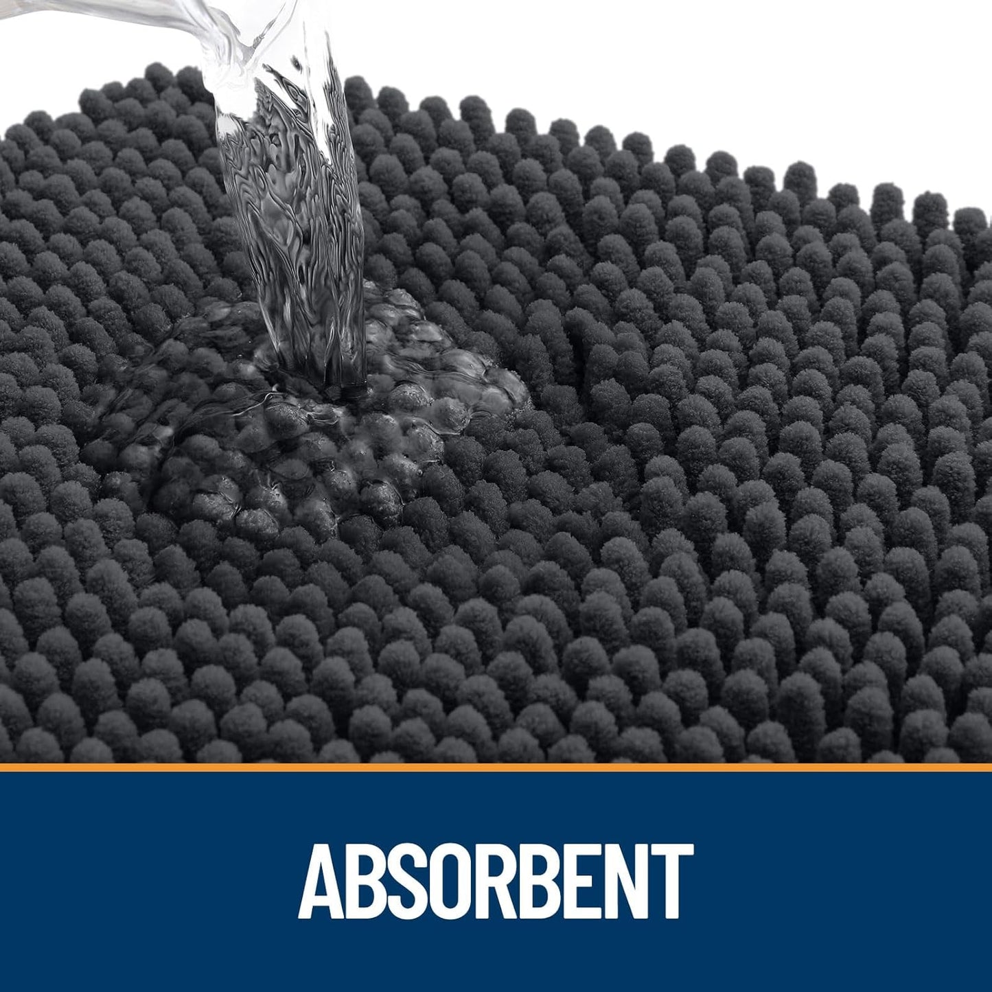 OLANLY Dog Door Mat - Absorbent Non-Slip Chenille Mat for Muddy Paws | 54x24 Inches, Dark Grey