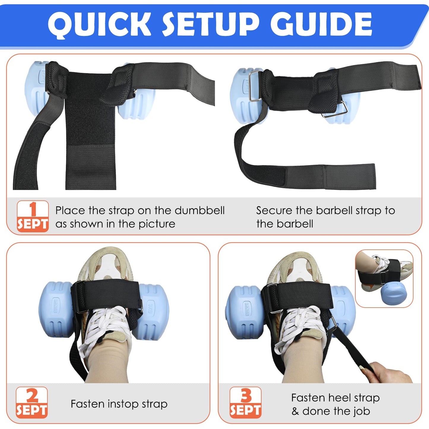 2Pcs Dumbbell Foot Attachment, Adjustable Thickening Monkey Feet Dumbbell Attachment Straps Tibialis Trainer and Heel, Padded Ankle Weight Strap for Leg Workouts Extensions – Hip Flexors, Shin Splints