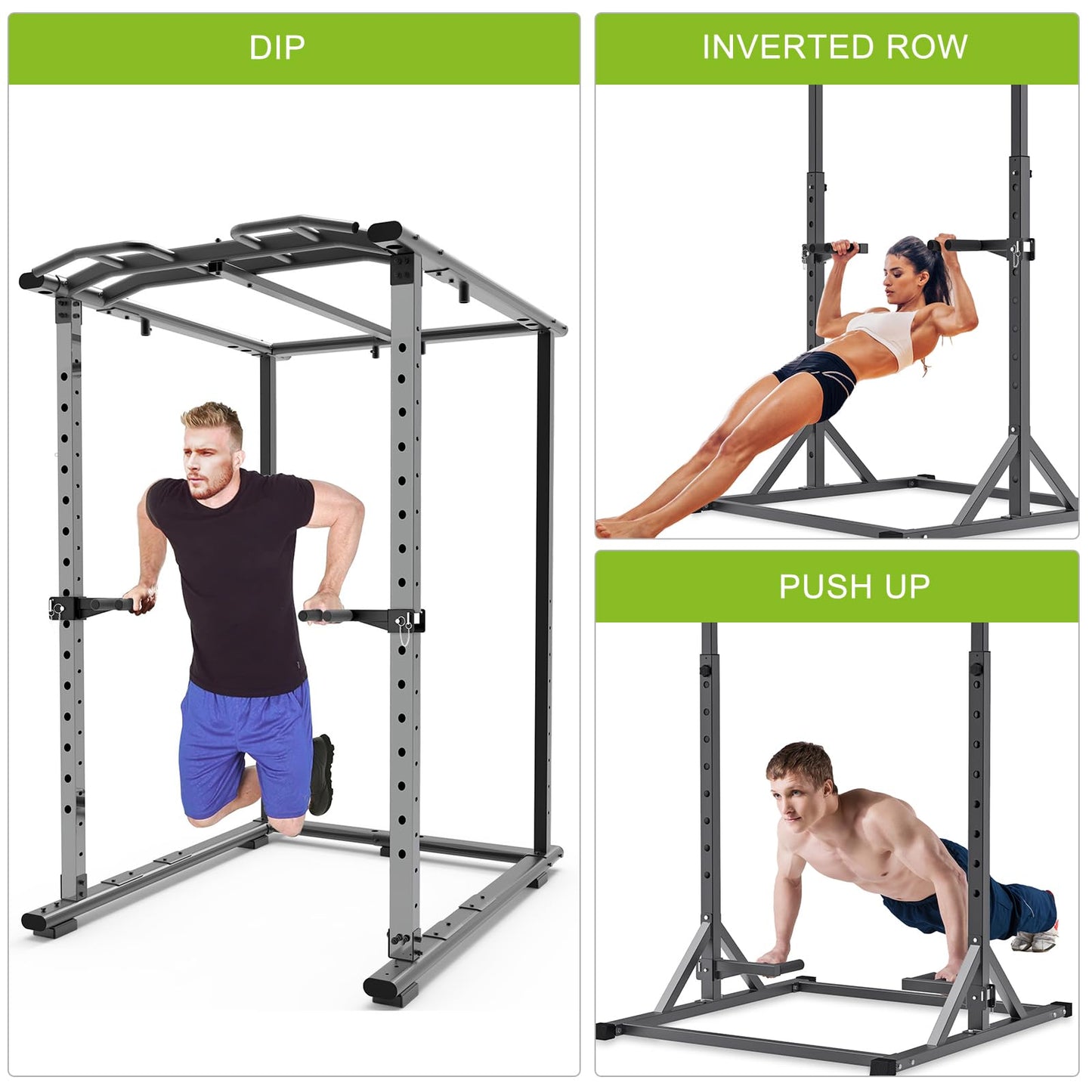 Lifeswell Dip Bar Attachment for 2" x 2" Power Rack, Non-Slip Wide & Narrow Grip Handles, 500 lbs Capacity, Squat Rack Attachment for Dips, Inverted Rows, Push-Ups