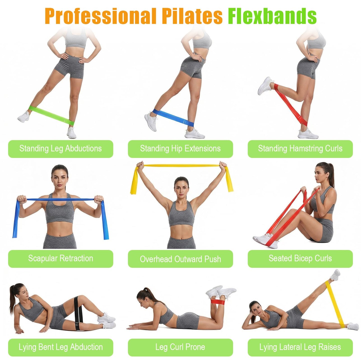 Afcabakila 20 Pcs Resistance Bands, Different Resistance Levels Loop Exercise Bands for Women Men, Stretching, Workout, Home Gym Equipment for Pilates Yoga Physical Therapy, Leg Glute Arm Exercise Kit