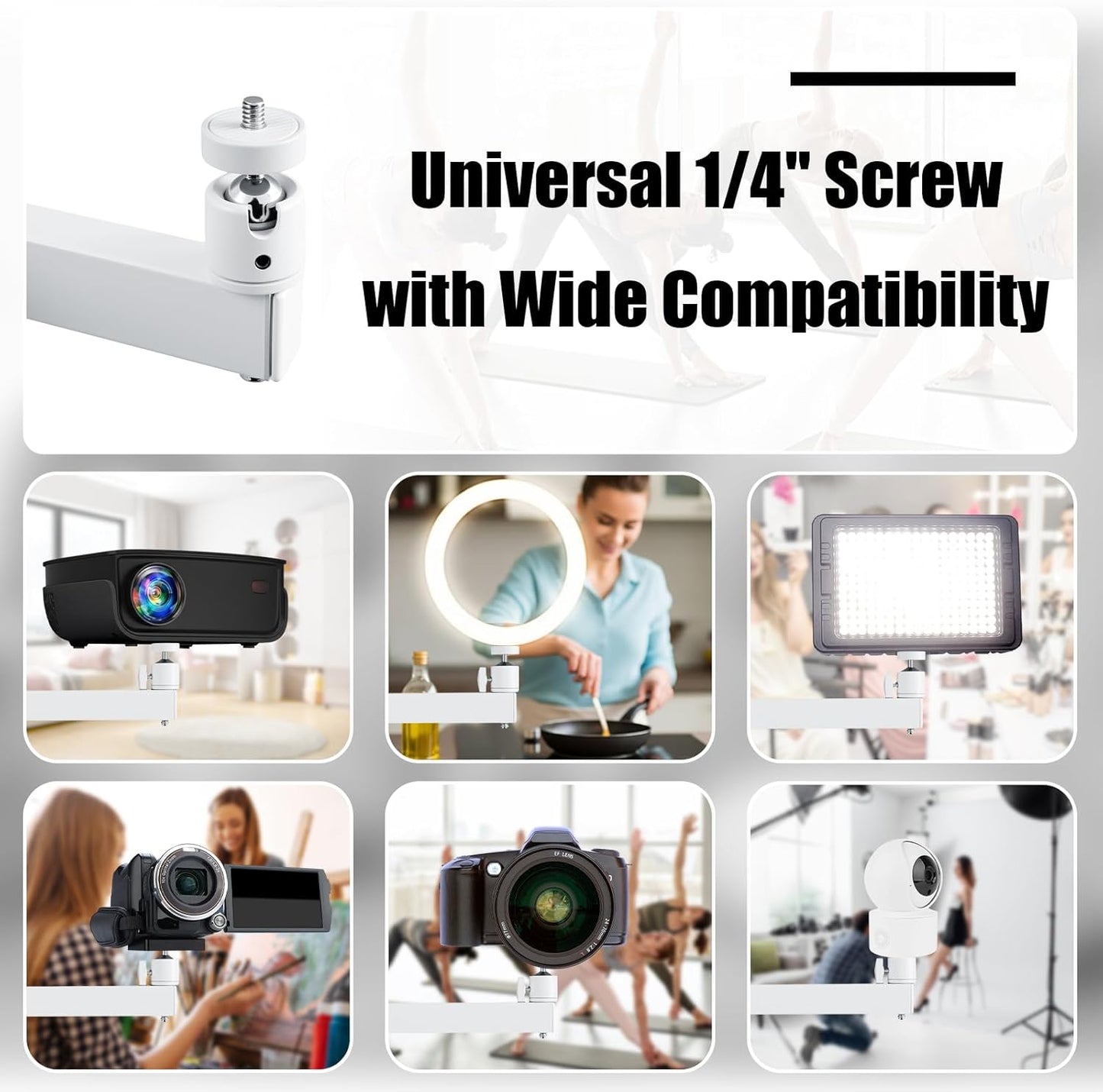 CroBlissful 360 1/4" Foldable Projector Wall Mount, Ceiling Projector Mount, Universal Adjustable Rotation, Projectors