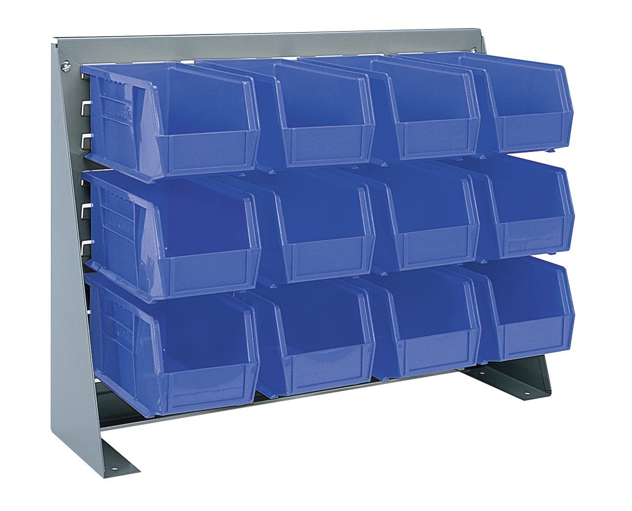 Akro-Mils 98600 Heavy Duty Steel Louvered Panel Standing Work Bench Storage Rack Garage Organizer for Mounting AkroBin Storage Bins, 28-Inch W x 8-Inch D x 20-Inch H, Gray