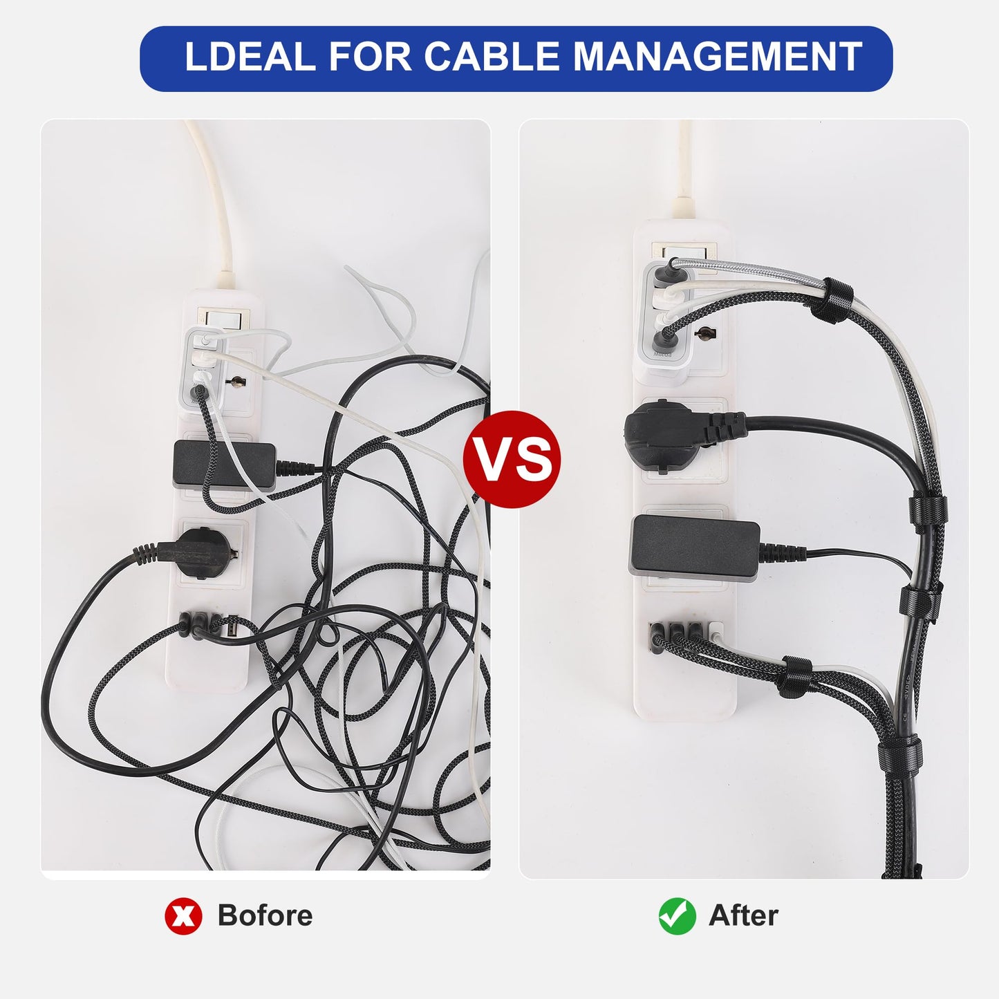 Nettbe Reusable Cable Ties, 210 PCS 6 Inches Adjustable Cord Straps Wire Organizer Cord Wrap and Hook Loop Cable Management