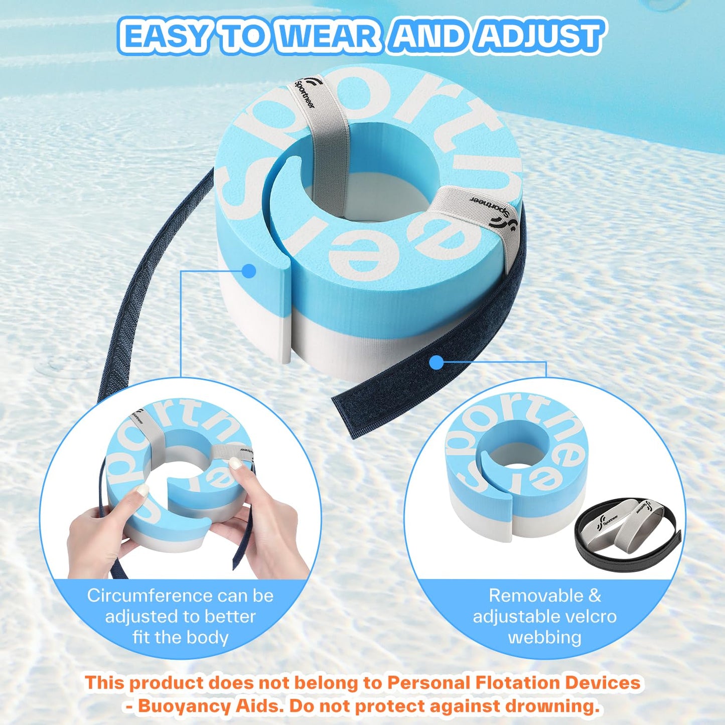 Foam Aquatic Cuffs Exercise Equipment: Sportneer Water Aerobics Float Ring with Adjustable Webbing Pool Exercise Workout Set Water Ankle Ring