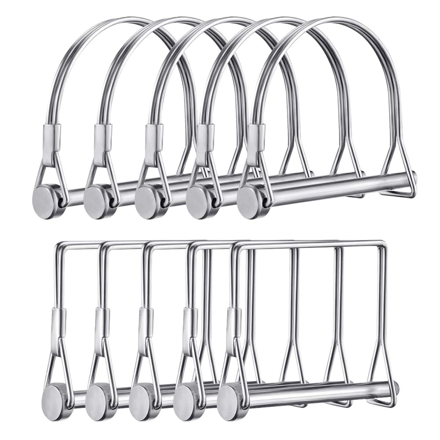 Leadrise 10 Pcs PTO Shaft Locking Pin Safety Coupler Pin 1/4" x 2-3/4" Diamete in 2 Shapes of Square and Arch, Full Marine Grade Carbon Steel (Silver)