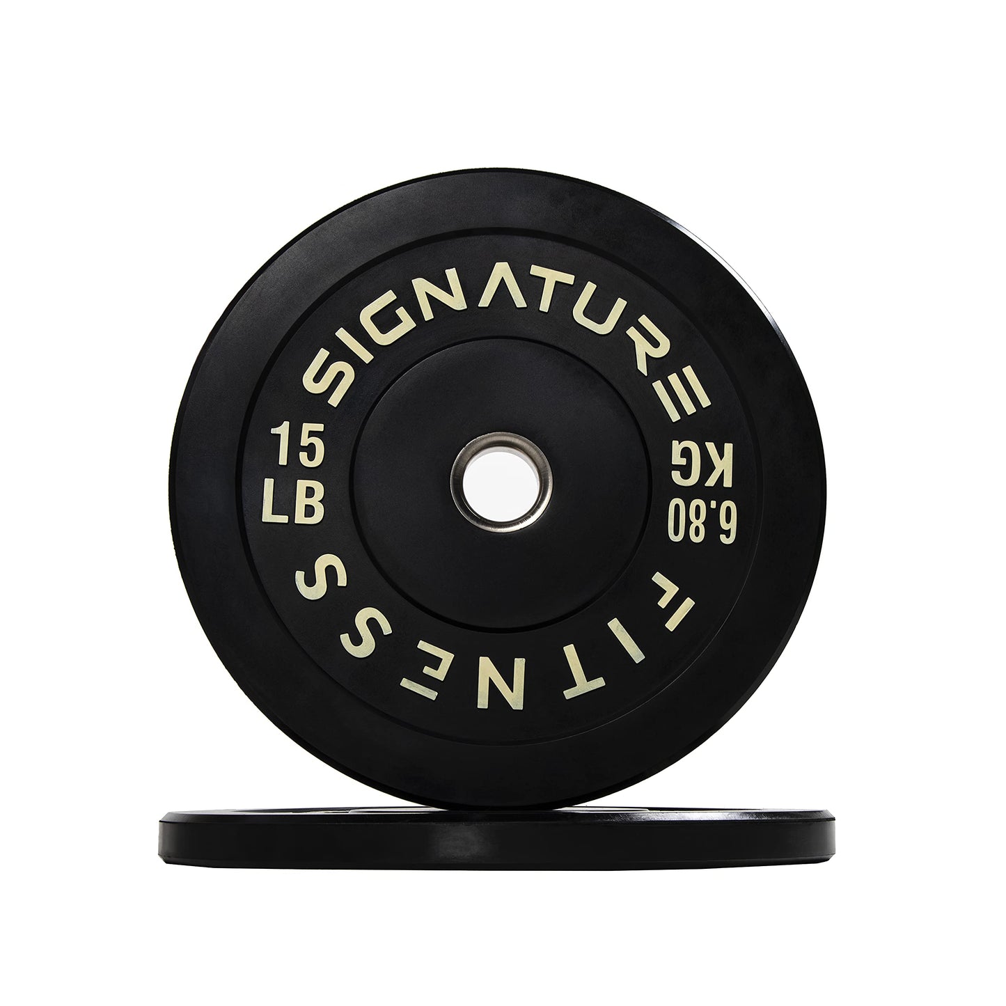 Signature Fitness 2" Olympic Bumper Plate Weight Plates with Steel Hub, 15LB Pair, Colored
