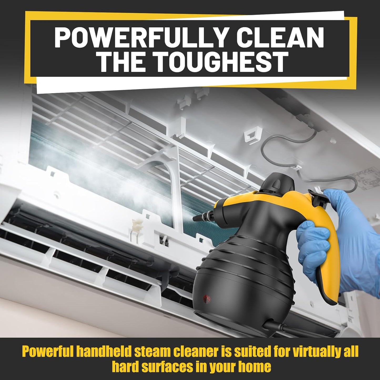 Skiennix Pressurized Handheld Steam Cleaner - Multi-Purpose Home Steamer with 10 Accessories & Safety Lock | Black