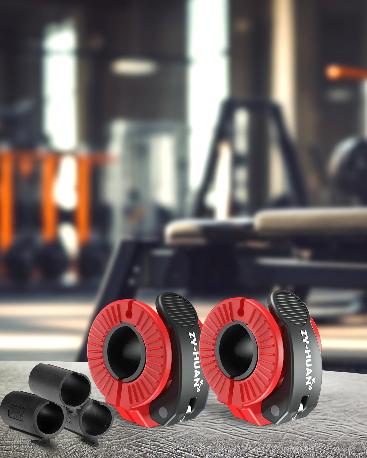 ZY-HUAN Pro Barbell Clips 1 inch Barbell Clamps 0.9-1.18inch Quick Release Weight Clips for Bars Multi-Size Adjustable Olympic Barbell Clamps (Red+Black)