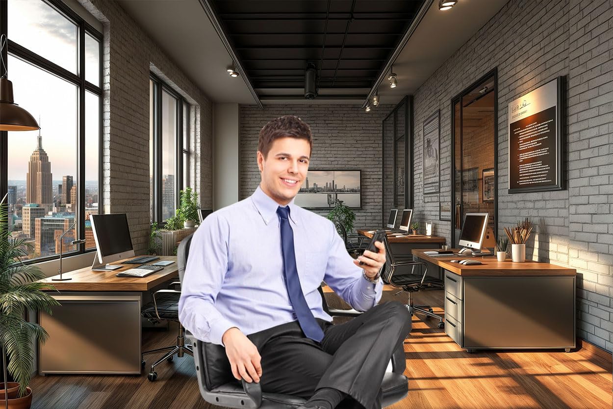 DZLGC 7X5FT Modern Office Backdrop for Video Conference, Home Business Office Meeting Decorations Interior Brick Wall