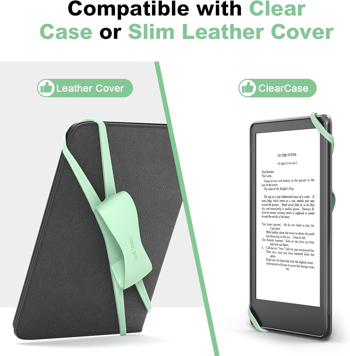 Arctiiro 2 Pack 4.7-8" Comfortable Hand Strap for Kindle and Tablets, Kindle Accessories for Reading in Bed, Secure