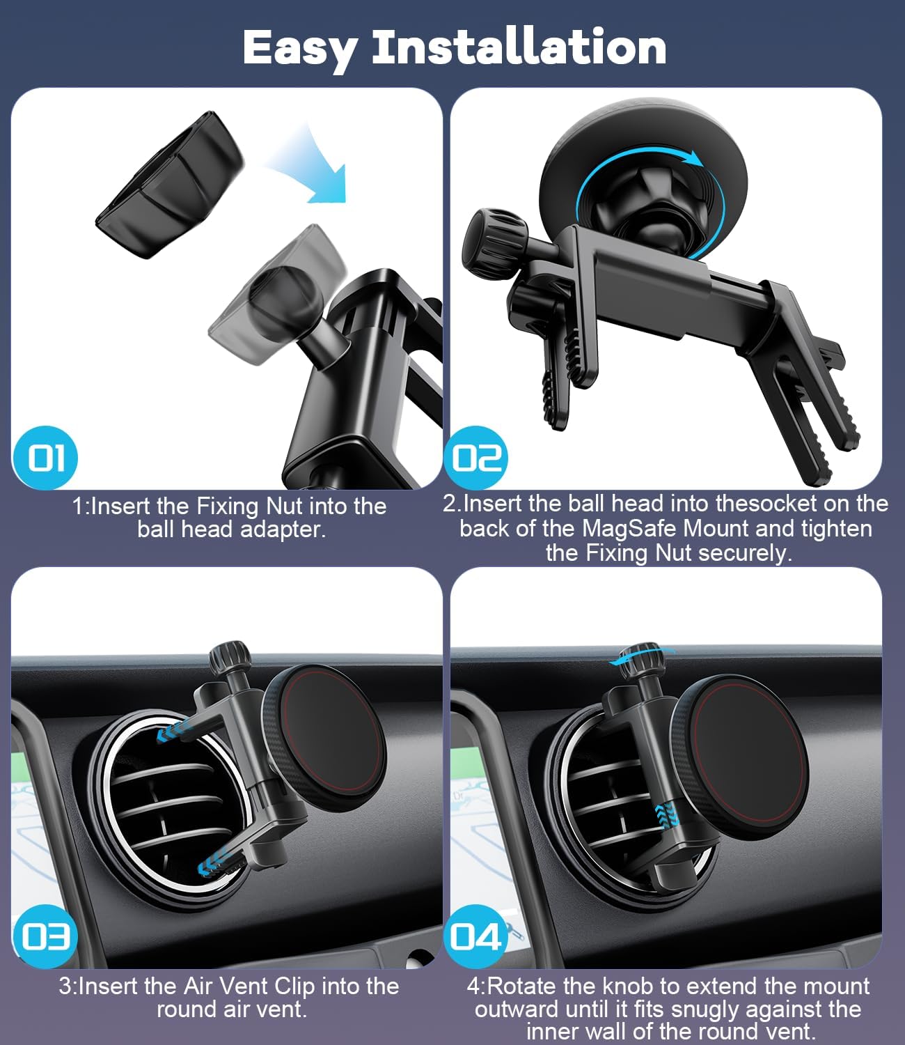 ALAFLY JL(2018-2025) (2020-2024) (2009-2016), 17 16 15 14 13 12 Magnetic Round Vent Car Phone Holder for Jeep Wrangler