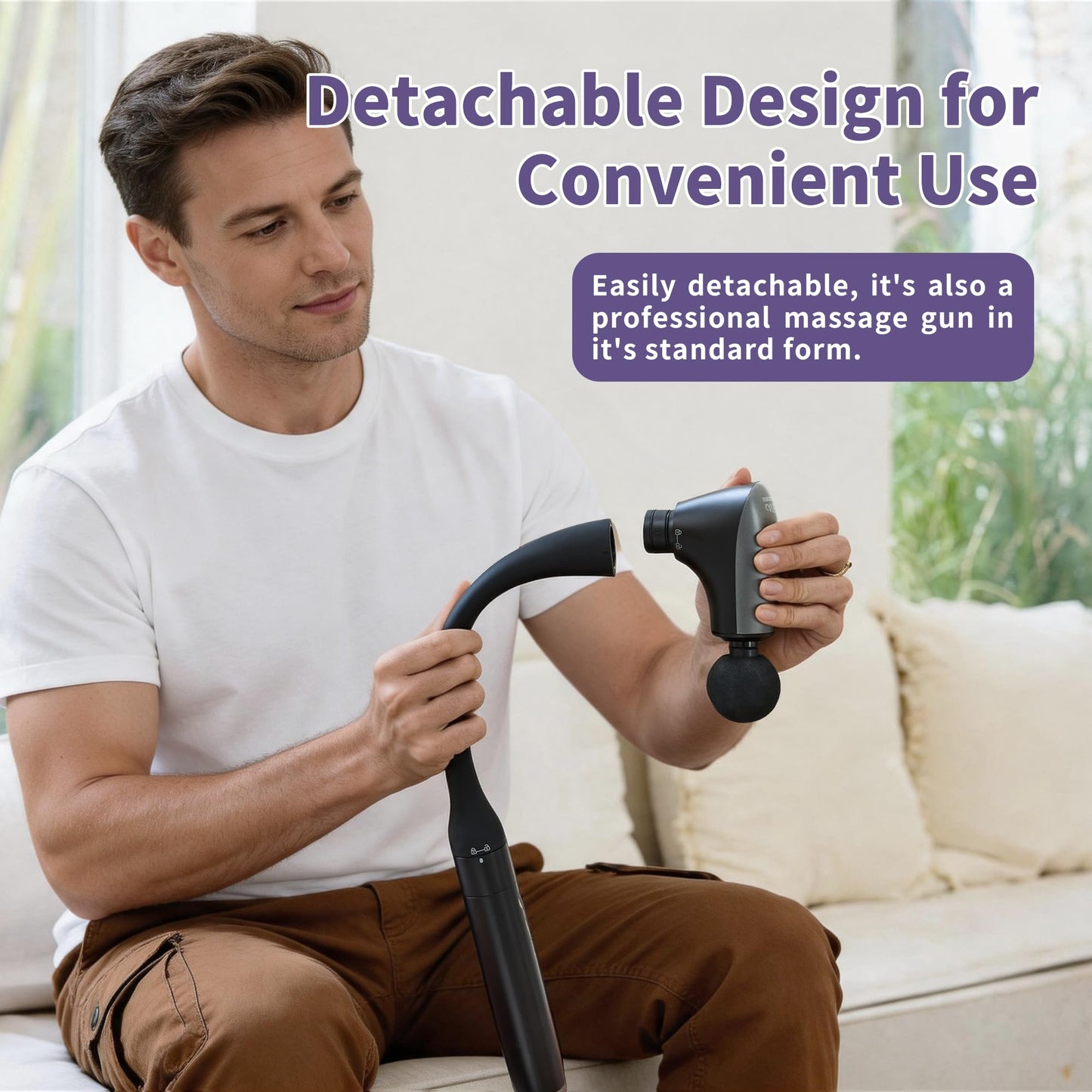 CAREKING 2-in-1 Detachable Muscle Massage Gun Deep Tissue with 20'' Extension Handle, Back and Neck Massager for Pain Relief, Handheld Massager for Shoulder Lower Back Leg Waist, FSA-HSA Eligible