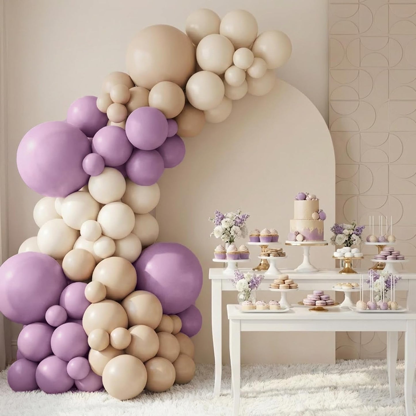 RUBFAC Dusty Purple Balloons - 129-Piece Latex Garland Kit for Weddings, Baby Showers & Parties | 5-18 Inch Sizes