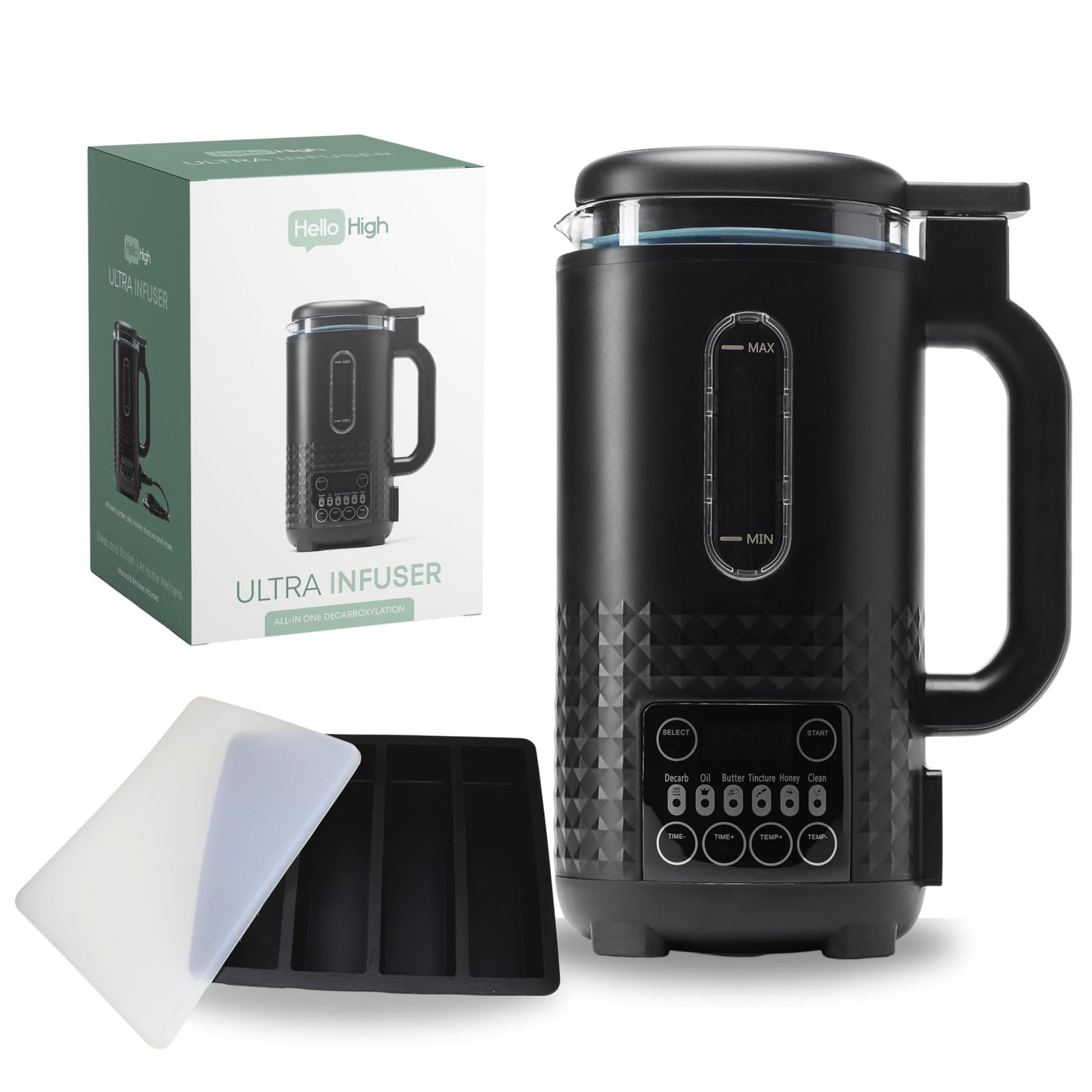 Hello High Ultra Infuser - Herbal Oil & Butter Infuser Machine, Decarboxylator, All-in-One Herb Infused Butter Maker, Easily Infuse 1-3 Cups, with Butter Mold Included
