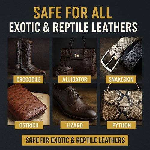 Exotic Leather Cleaner & Conditioner Spray – Cleans, Conditions & Protects Alligator, Crocodile, Snakeskin, Lizard, Ostrich & More – 8oz with Microfiber Cloth – Boots, Shoes, Bags, Belts