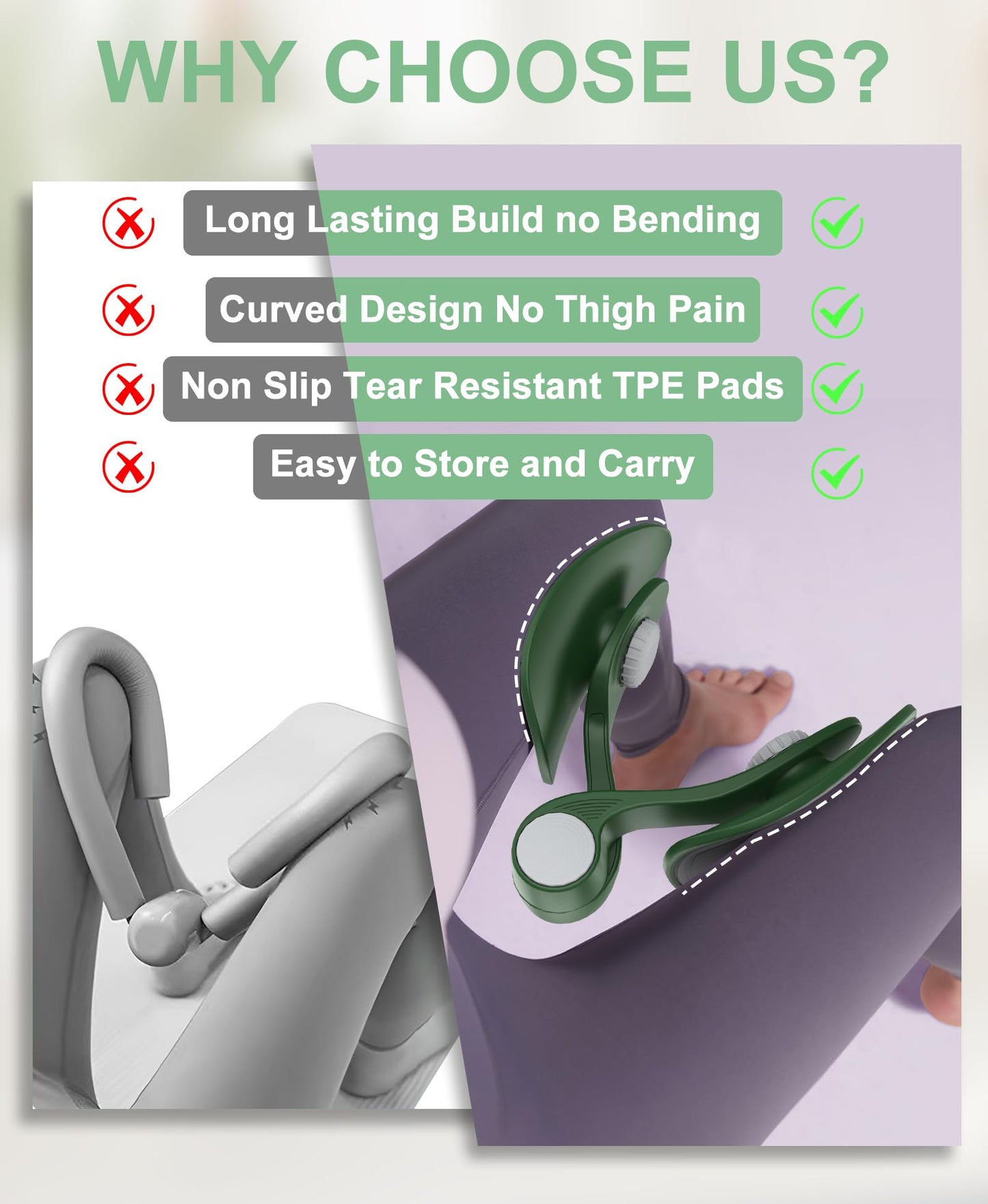 Kegel Exerciser, Pelvic Floor Muscle Exercise Devices for Women, Inner Thigh Exerciser Leg Workout Equipment Thigh Trainer for Male Hip Trimmer Inner Thigh Toner Workout (Dark Green)