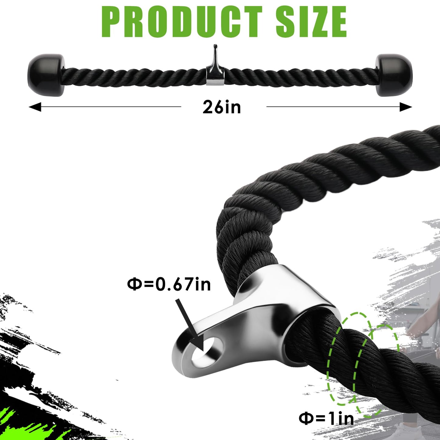 Lovind Tricep Pull Down Attachment,Bigger V Bar Attachment ,Tricep Rope Cable Machine Attachment, Cable Machine Accessories with Upgrated Grip for Home Gym Equipment (Tricep V Bar&Rope)