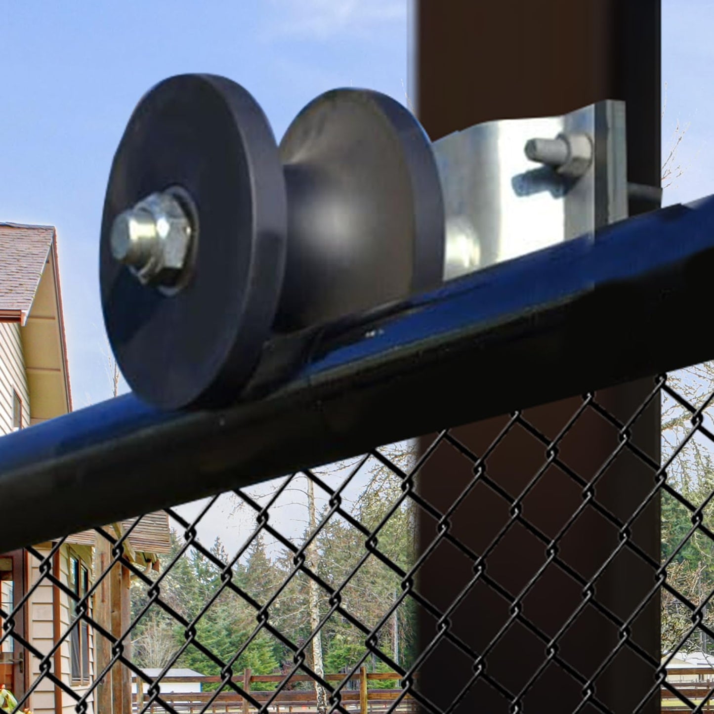 Sliding Gate Rollers for Chain Link Fence, Nylon Cantilever Gate Rollers for 4" Square Post, Fits 2" Gate Frames, Sliding Gate Kit Hardware, Pack of 4