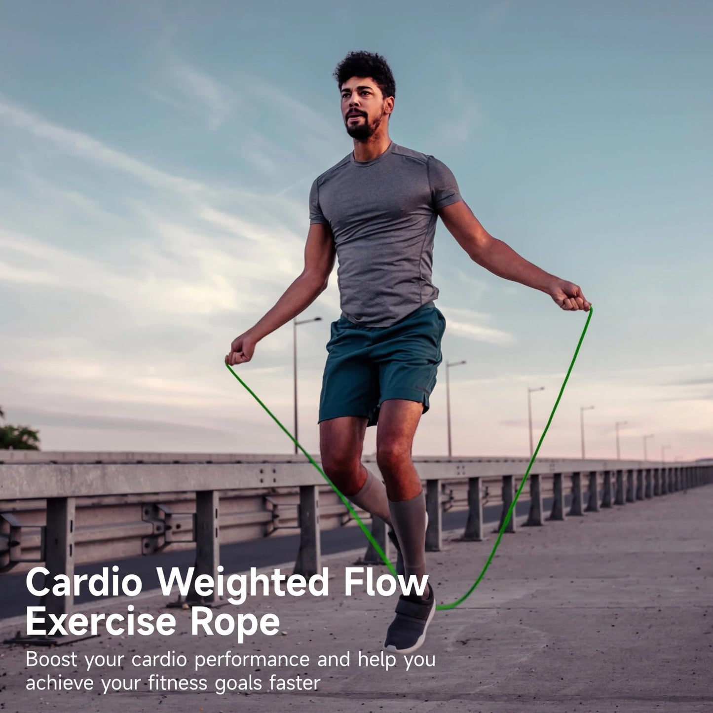 2 PCS Flow Exercise Ropes, 9 Feet Double Braid Workout Rope with Portable Bag, Cardio Weighted Jump Rope for Freestyle Skipping, Flow Fitness Rope for Men Women, Indoor Outdoor Exercise, Gym Training