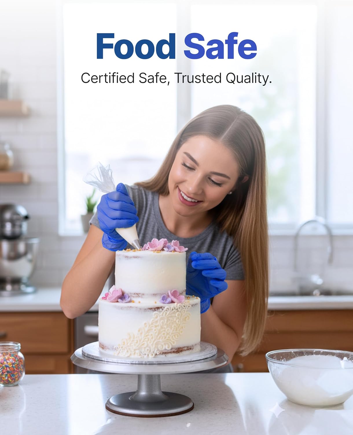 Schneider Nitrile Exam Gloves - Dark Blue Disposable, Latex-Free & Powder-Free | Food Safe for Cooking & Household Use